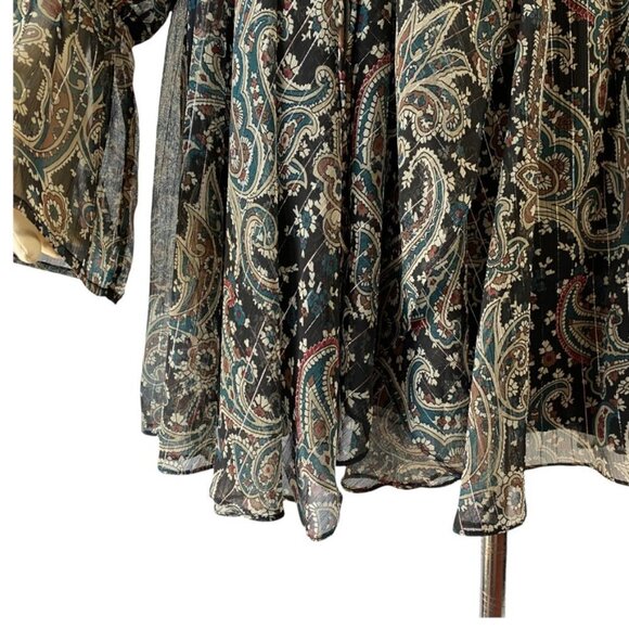 Joie Manning Sheer Paisley Popover Flare Dres - Picture 8 of 11